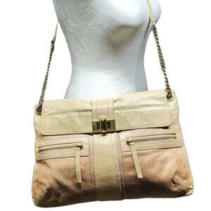 Lanvin tan cream leather hero bag with chain strap